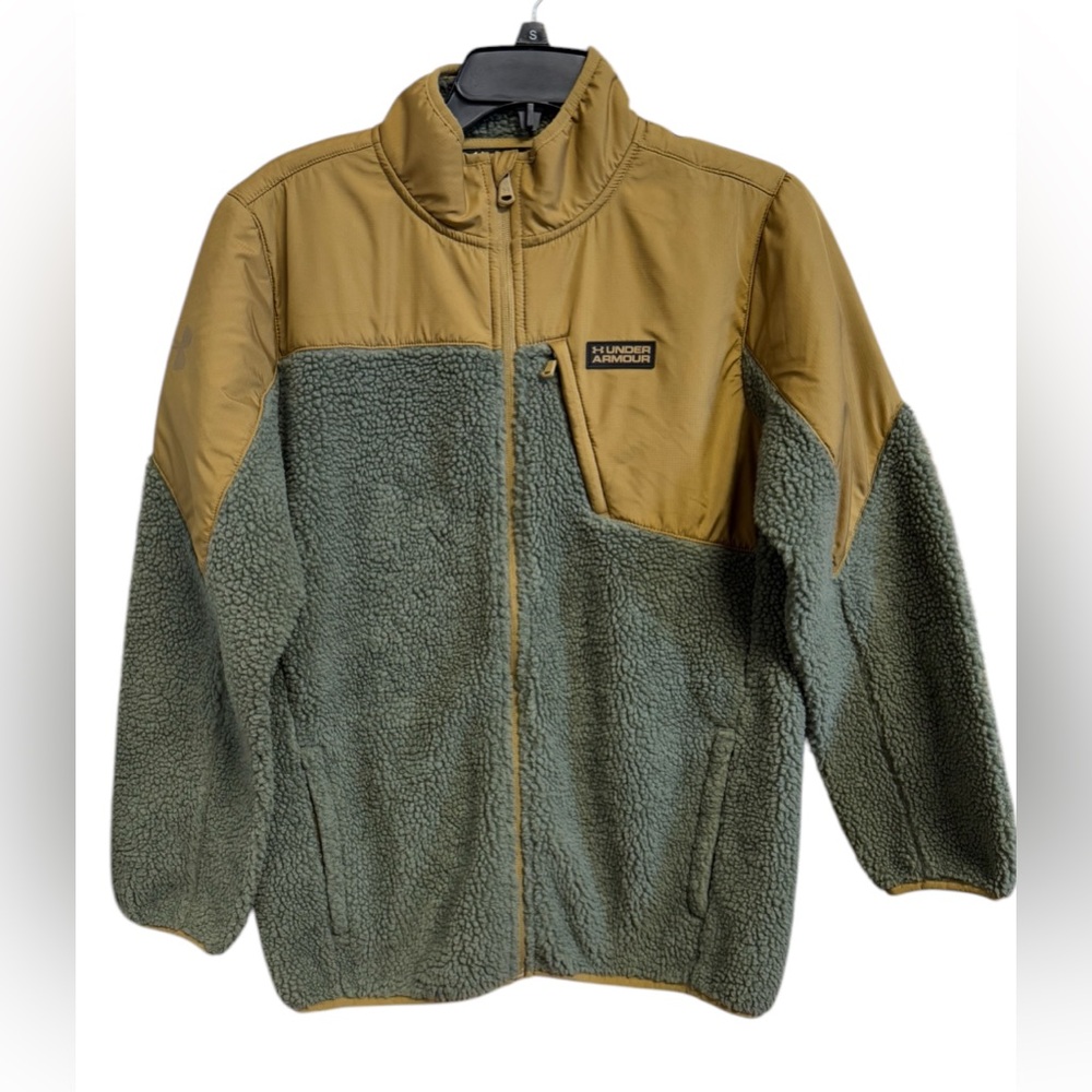 EUC Under Armour UA Boys Storm Tanuk Sherpa Jacket YXL Cumin / Green